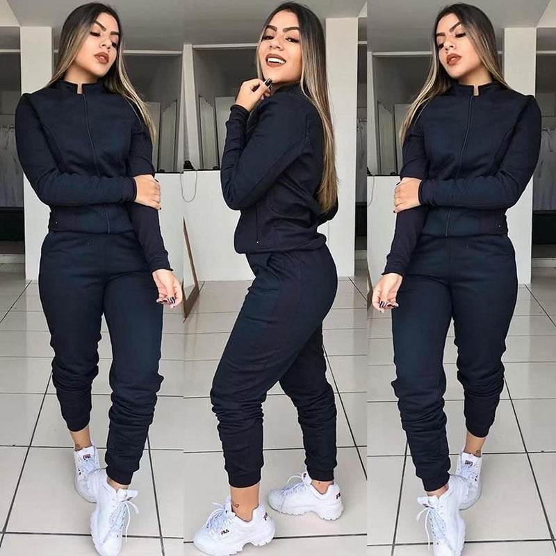 Costume pantalon à manches longues pour femmes, couleur unie, mouvement Twinset, vêtements de Fitness, costume décontracté, ensembles deux pièces