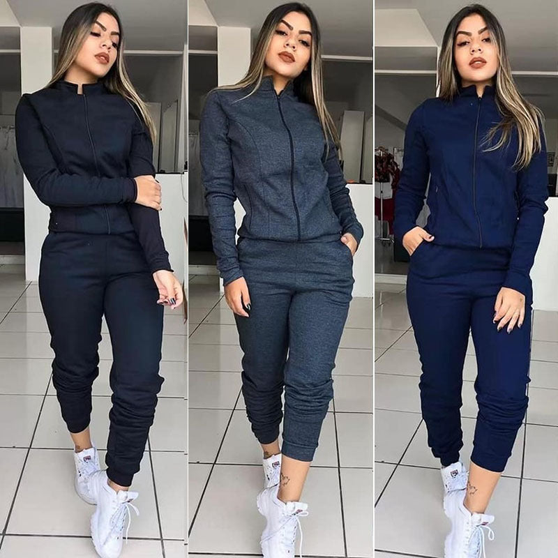 Costume pantalon à manches longues pour femmes, couleur unie, mouvement Twinset, vêtements de Fitness, costume décontracté, ensembles deux pièces
