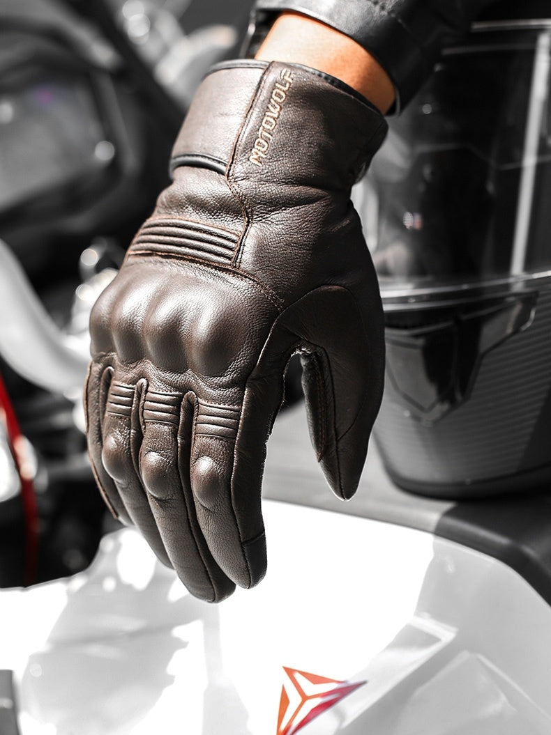 Herr vinterhandskar i läder för motorcykel