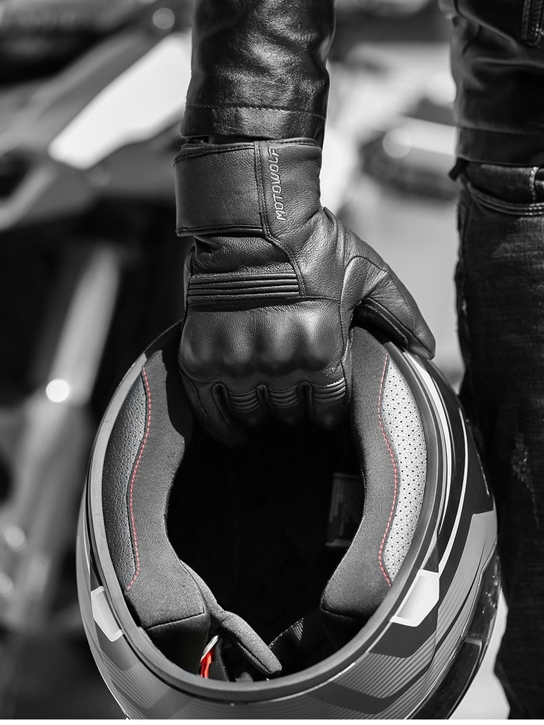 Herr vinterhandskar i läder för motorcykel