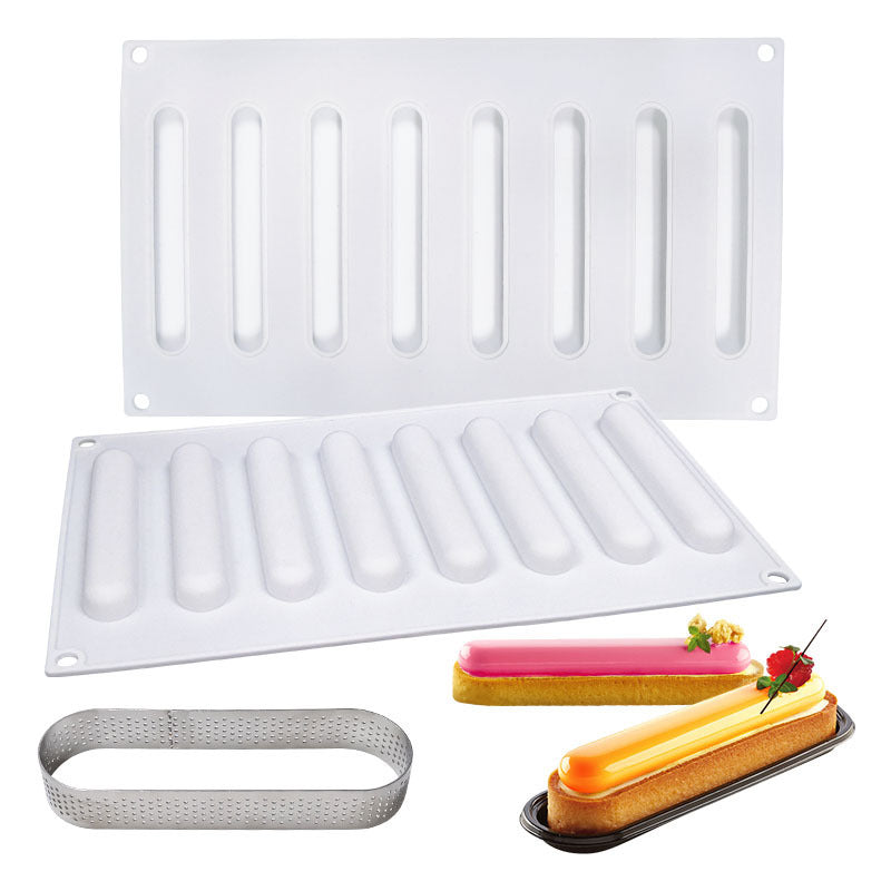 8 moules ovales longs en Silicone, moules à Mousse longs, à pâtisserie, à chocolat, à desserts français