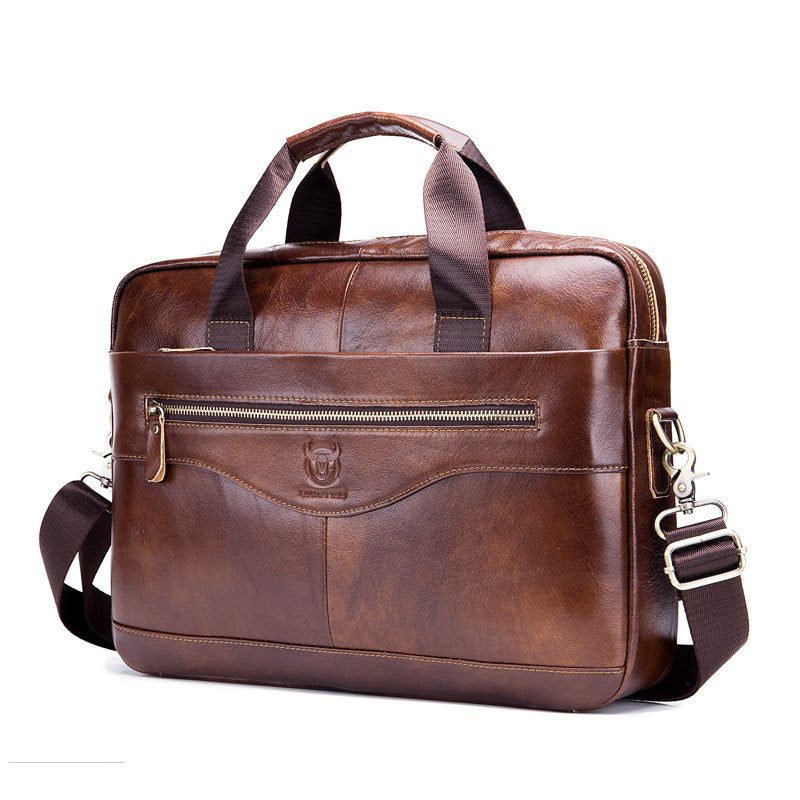Captain Cattle Maroquinerie Porte-documents pour ordinateur portable Sac messager à bandoulière en cuir pour hommes Couche supérieure en peau de vache Mallette d'affaires