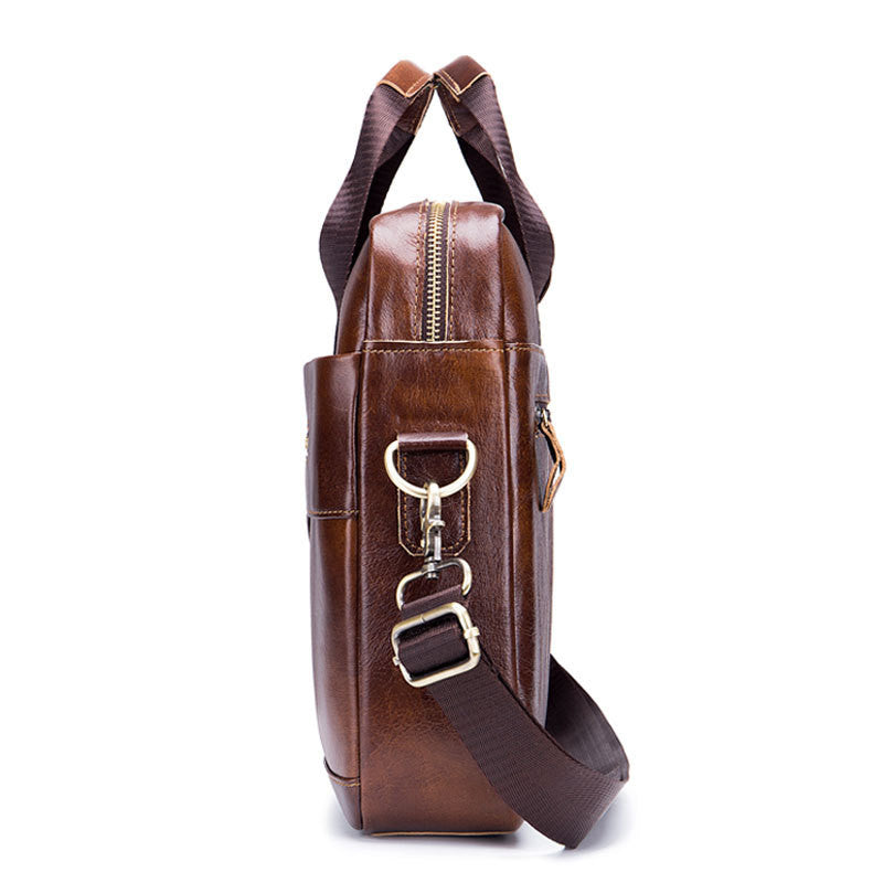 Captain Cattle Maroquinerie Porte-documents pour ordinateur portable Sac messager à bandoulière en cuir pour hommes Couche supérieure en peau de vache Mallette d'affaires