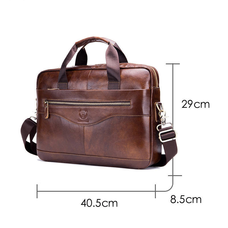 Captain Cattle Maroquinerie Porte-documents pour ordinateur portable Sac messager à bandoulière en cuir pour hommes Couche supérieure en peau de vache Mallette d'affaires