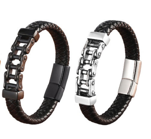 Läderflätat läderarmband, läderarmband, anpassat läderarmband, nötskinnssmycken för män