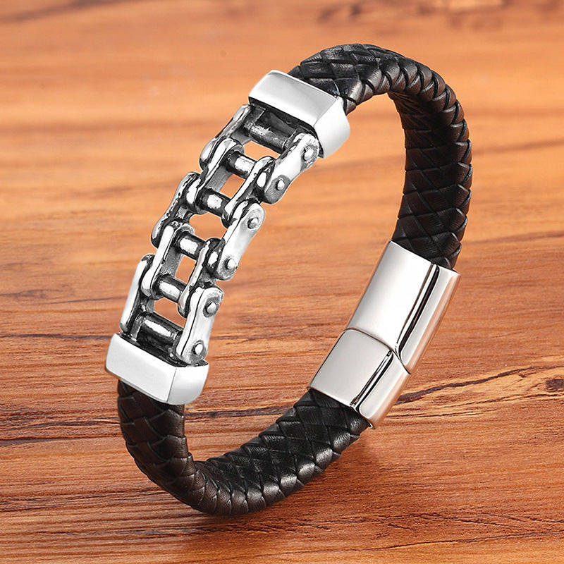 Läderflätat läderarmband, läderarmband, anpassat läderarmband, nötskinnssmycken för män