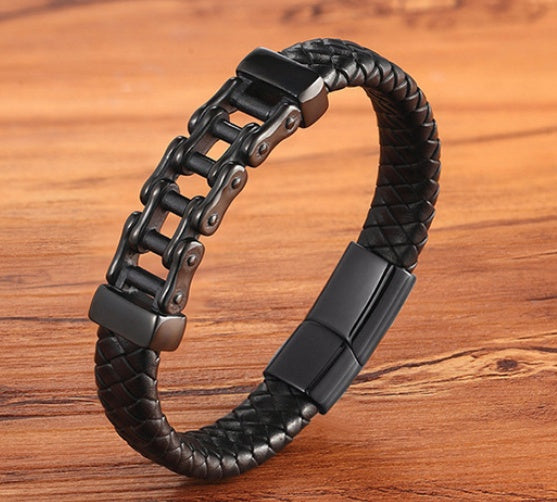 Läderflätat läderarmband, läderarmband, anpassat läderarmband, nötskinnssmycken för män