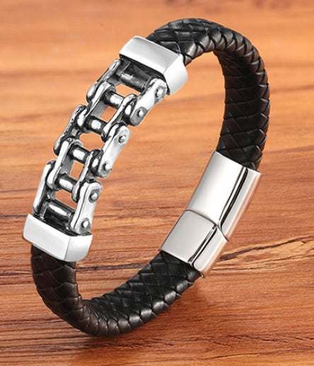 Läderflätat läderarmband, läderarmband, anpassat läderarmband, nötskinnssmycken för män