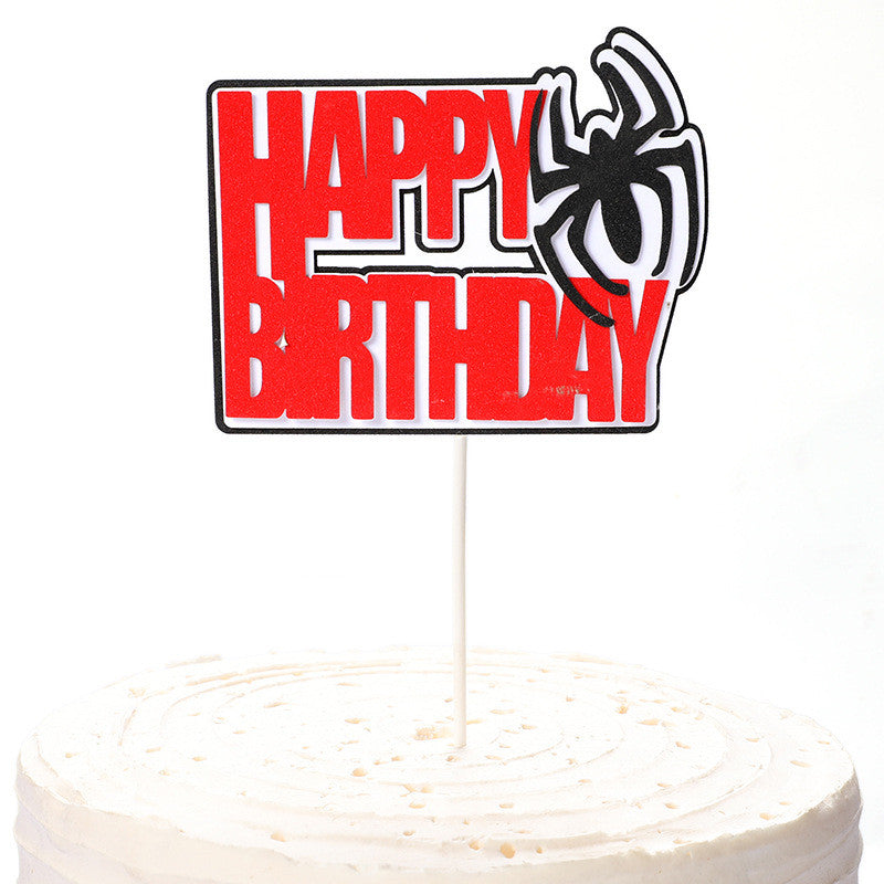 Décoration de gâteau, toile d'araignée, plug-in, carte d'insertion de gâteau d'anniversaire pour enfants