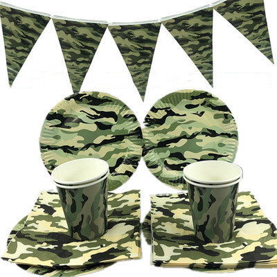 Ensemble de vaisselle de fête de Camouflage, assiettes en papier décoratives, gobelets en papier, serviettes en papier