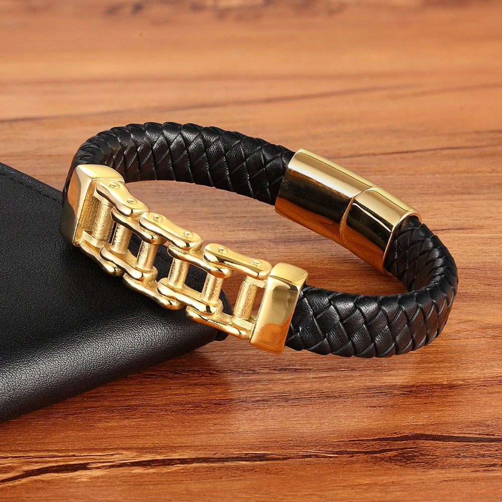 Läderflätat läderarmband, läderarmband, anpassat läderarmband, nötskinnssmycken för män