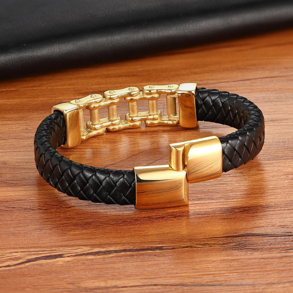 Läderflätat läderarmband, läderarmband, anpassat läderarmband, nötskinnssmycken för män