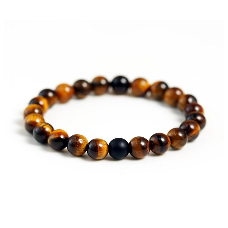 Smyckenarmband 8mm Dumb Black Frosted Stone Tiger's Eye Armband Herr- och Kvinnor Pararmband