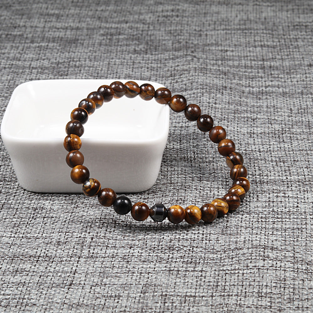 Smyckenarmband 8mm Dumb Black Frosted Stone Tiger's Eye Armband Herr- och Kvinnor Pararmband
