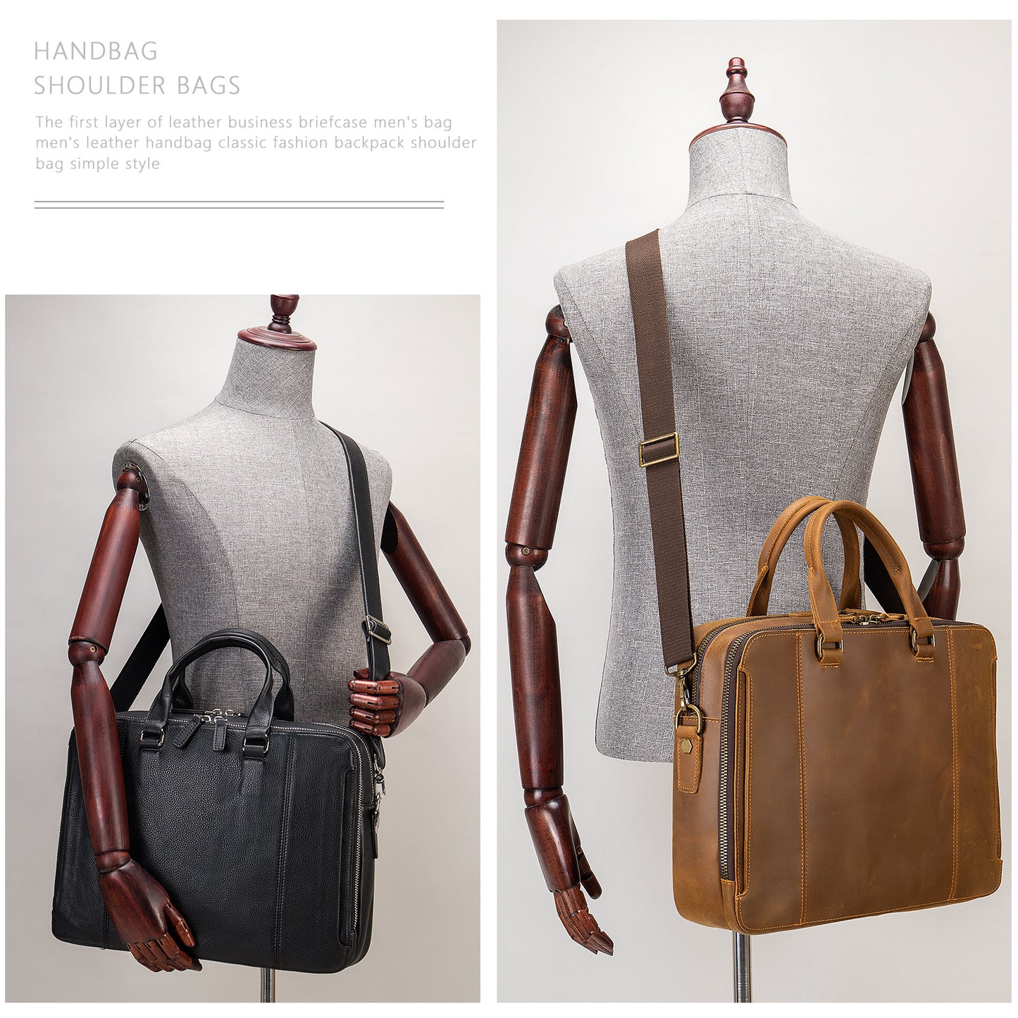 Porte-documents MVA, sac à main d'affaires en cuir pour hommes, sac d'affaires en cuir pour ordinateur portable de première couche, vente en gros ponctuelle