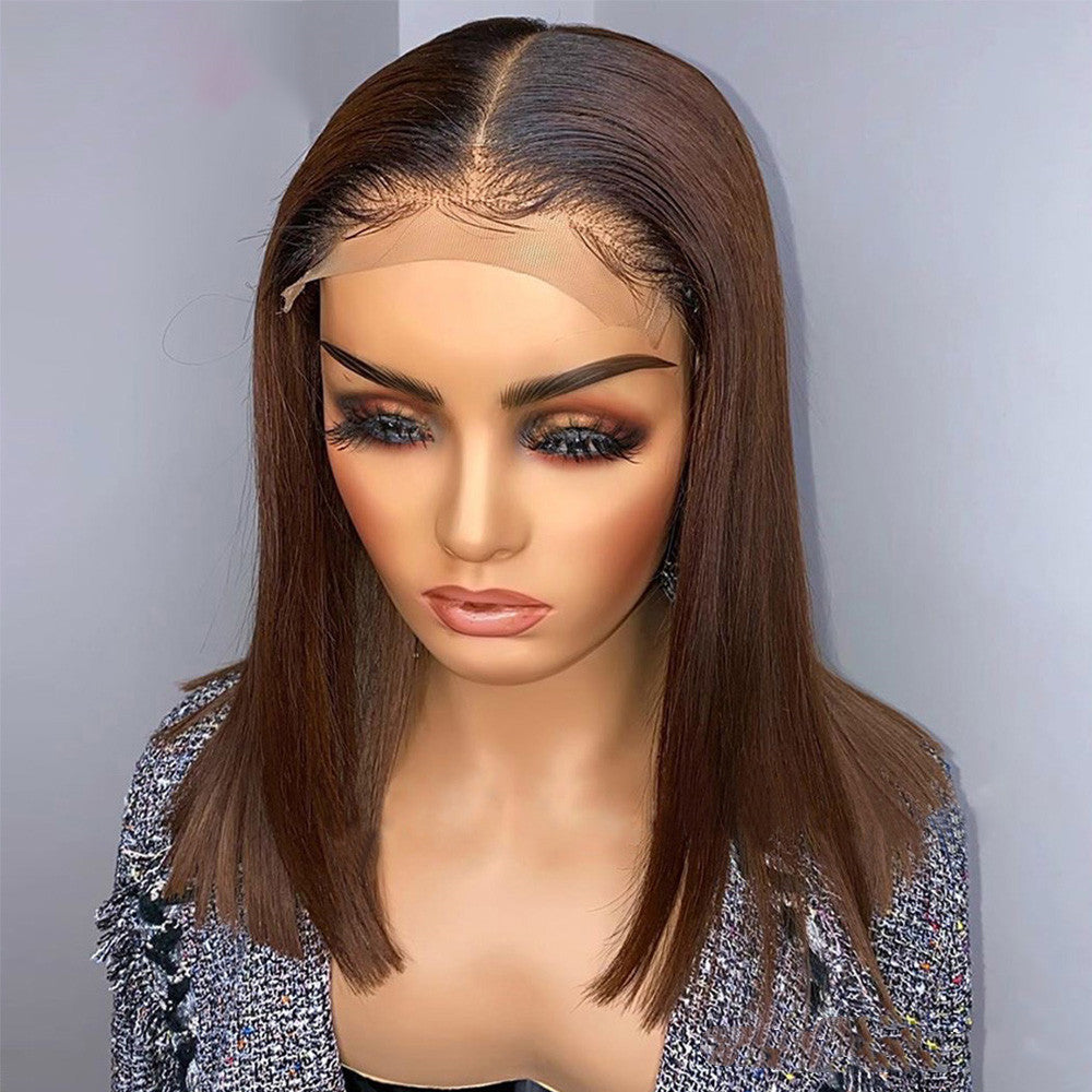 Real Human Hair Gradient Front Spets Huvudbonader