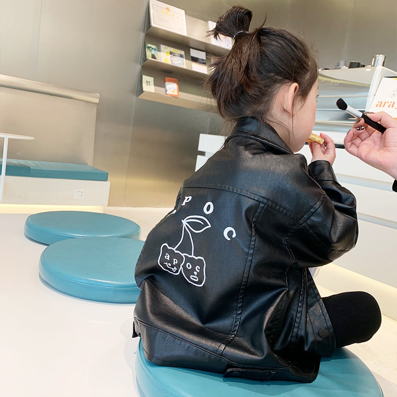 Filles et garçons belles vestes en cuir de moto de loisirs
