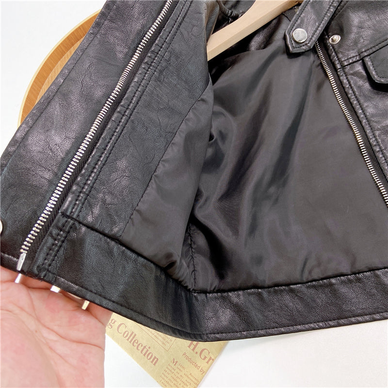 Filles et garçons belles vestes en cuir de moto de loisirs