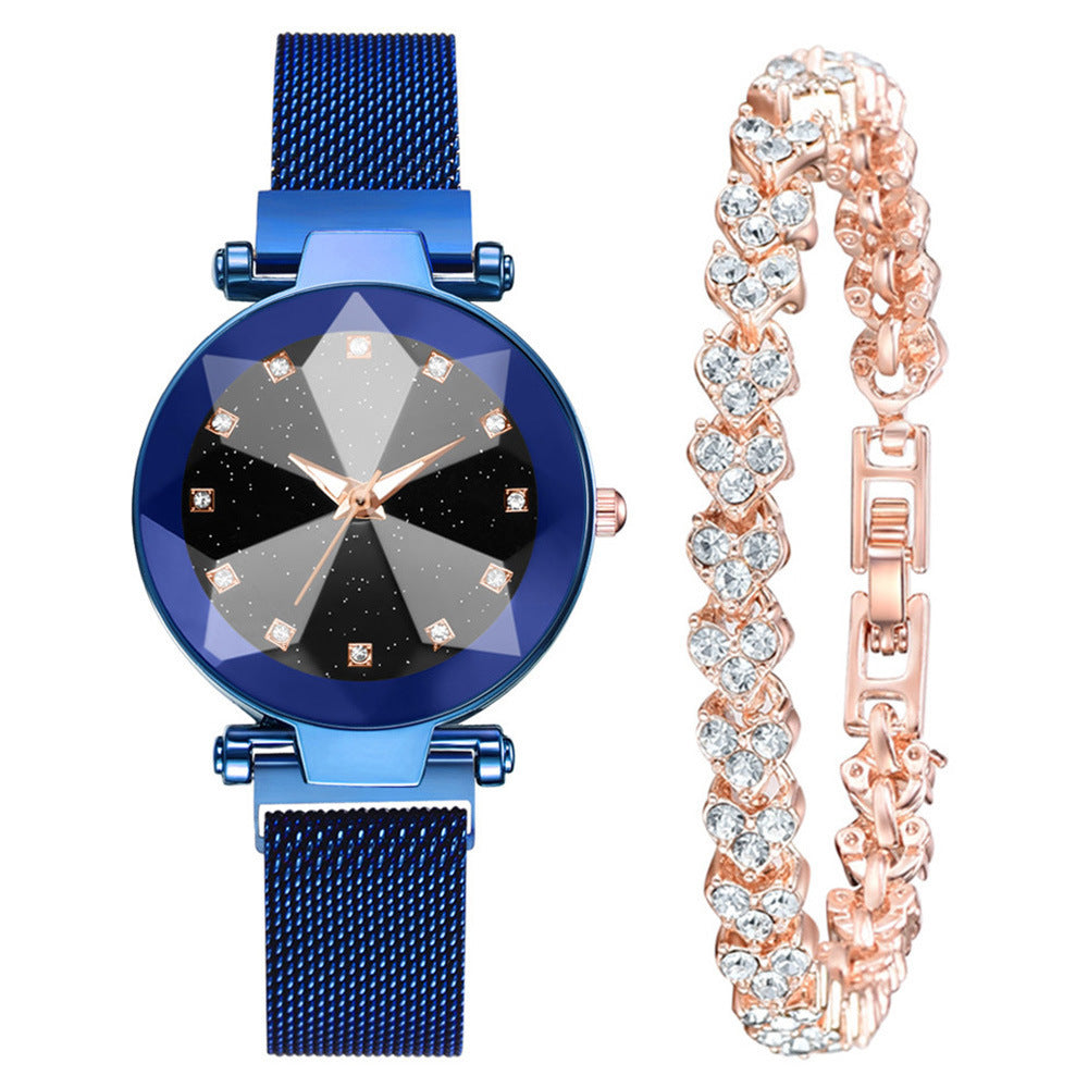 Women's Watch Square Diamond Rhinestone Starry Sky Face Ladies Casual Fashion Watch Set Bracelet Watch - Elegant Stylish Unique Eye-Catching Comfortable Versatile