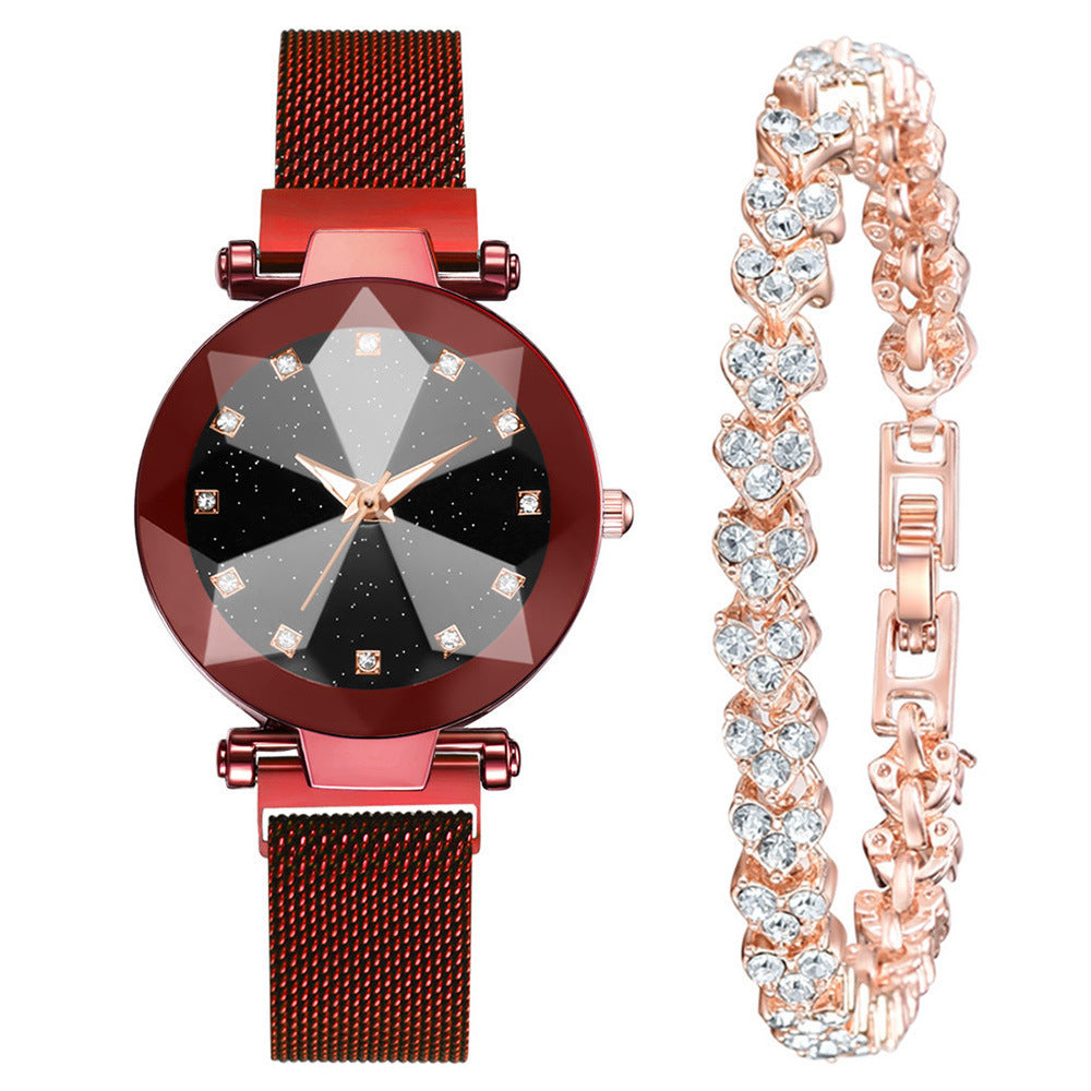 Women's Watch Square Diamond Rhinestone Starry Sky Face Ladies Casual Fashion Watch Set Bracelet Watch - Elegant Stylish Unique Eye-Catching Comfortable Versatile
