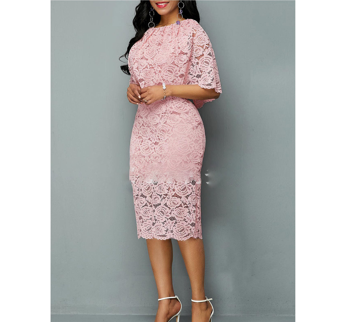 MD Afrikanska spet klänningar för kvinnor mode Nya Afrika Sexig Bröllop Outfit 4XL 5XL Plus Storlek Maxi Klänning Dashi Ankara Rosa robe