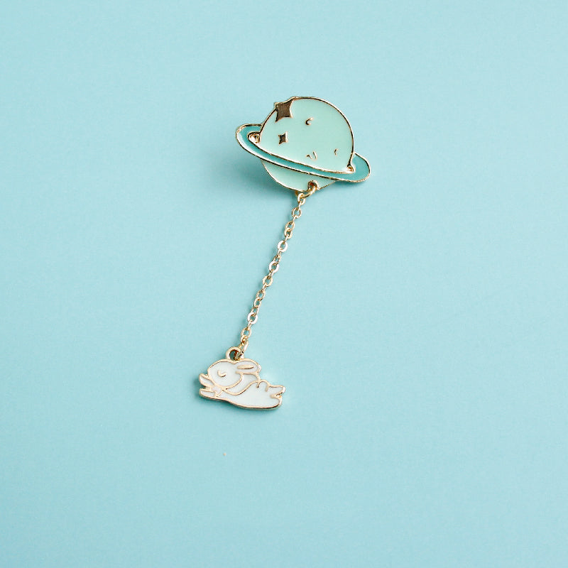 Planet Bunny Brooch Bag Pendant Jewelry Sweet Japanese Badge Ins Tide Personality Men and Women Accessories