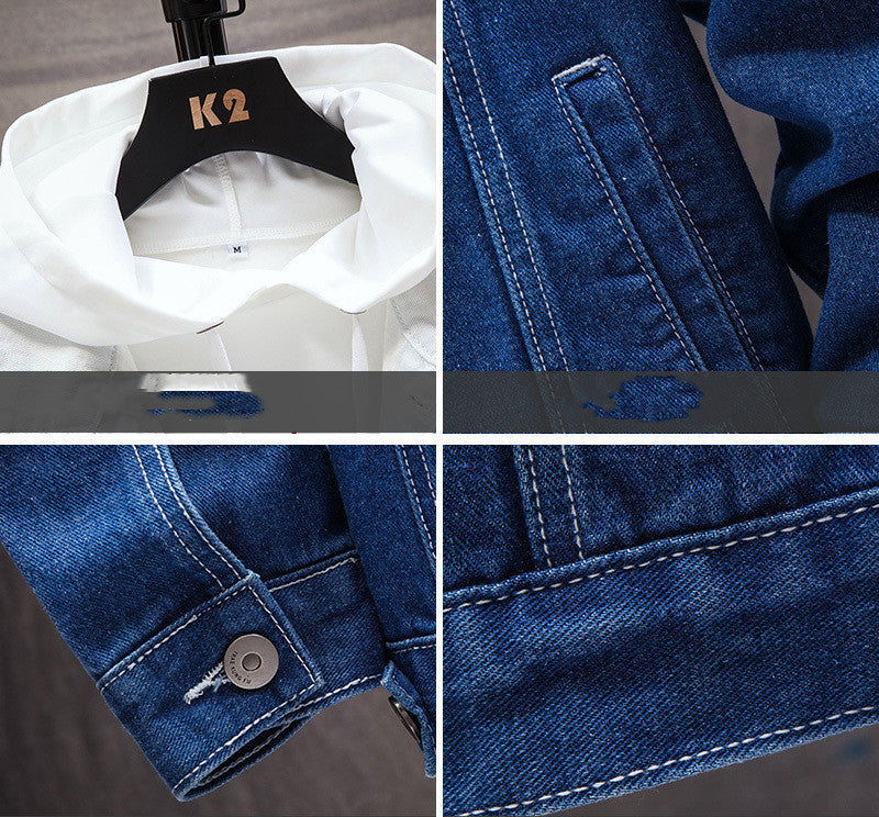 Veste en jean pour hommes, veste ample, vêtements d'étudiant pour hommes