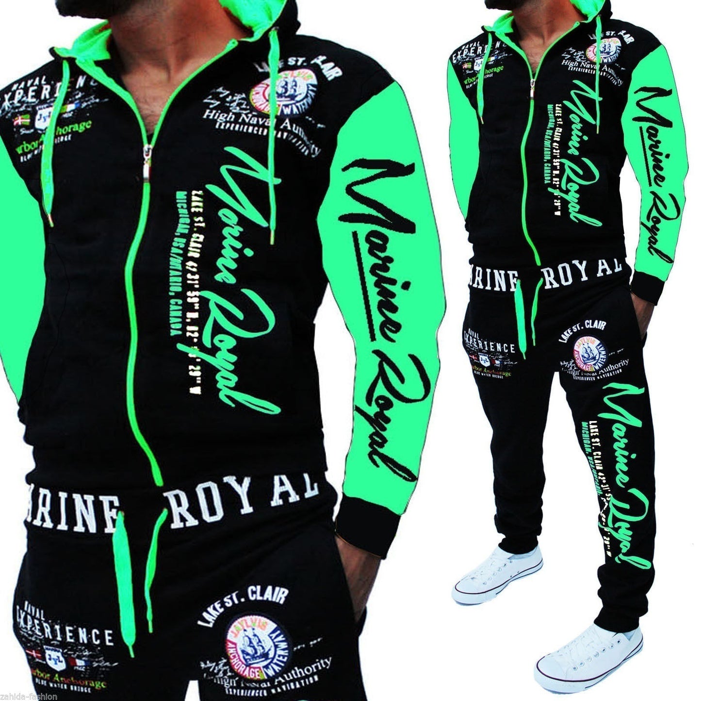 Träningsoverall för män 2 delar Toppar och byxor Herr Sweat Suit Set