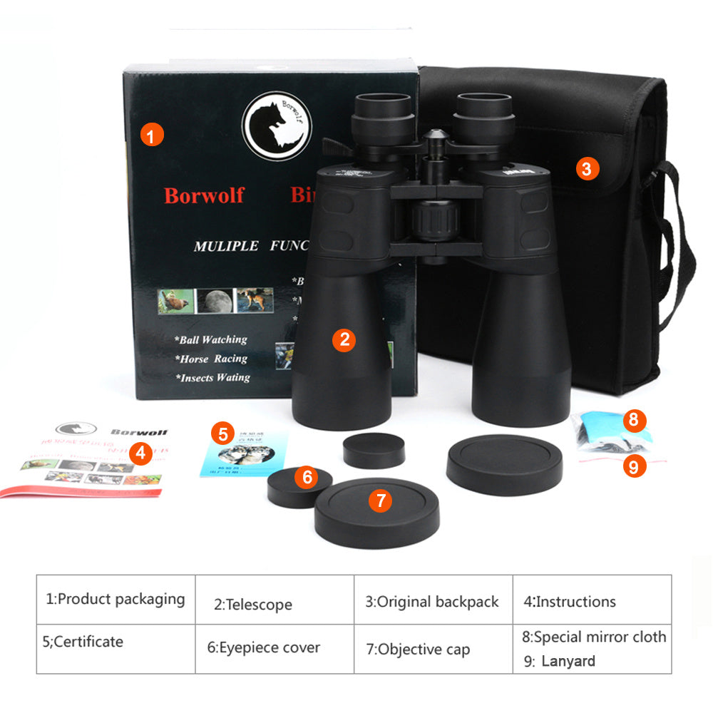 Télescope binoculaire haute définition à faible luminosité, Vision nocturne, Zoom