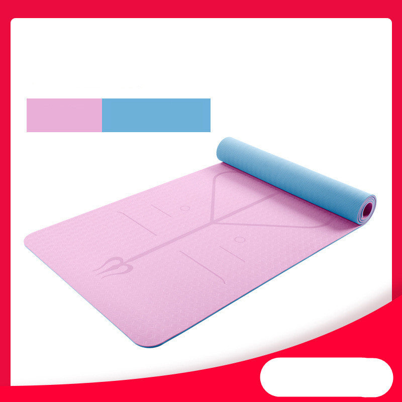 Yogamatta Tvåfärgad 6Mm Posture Line Yogamatta Fitnessmatta