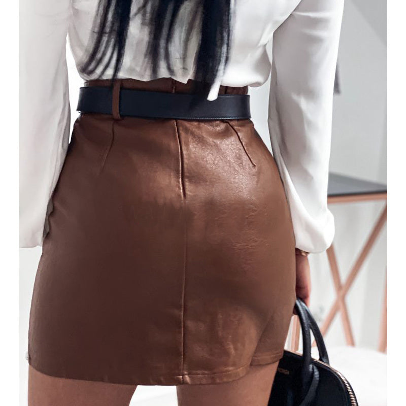 Elegant Fashion Rivets PU Leather Skirts Women - Edgy Elegance