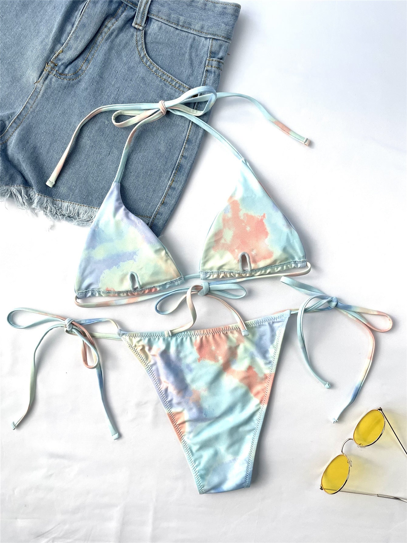 Dam Split Baddräkt Tie-dye Sexig Bikini