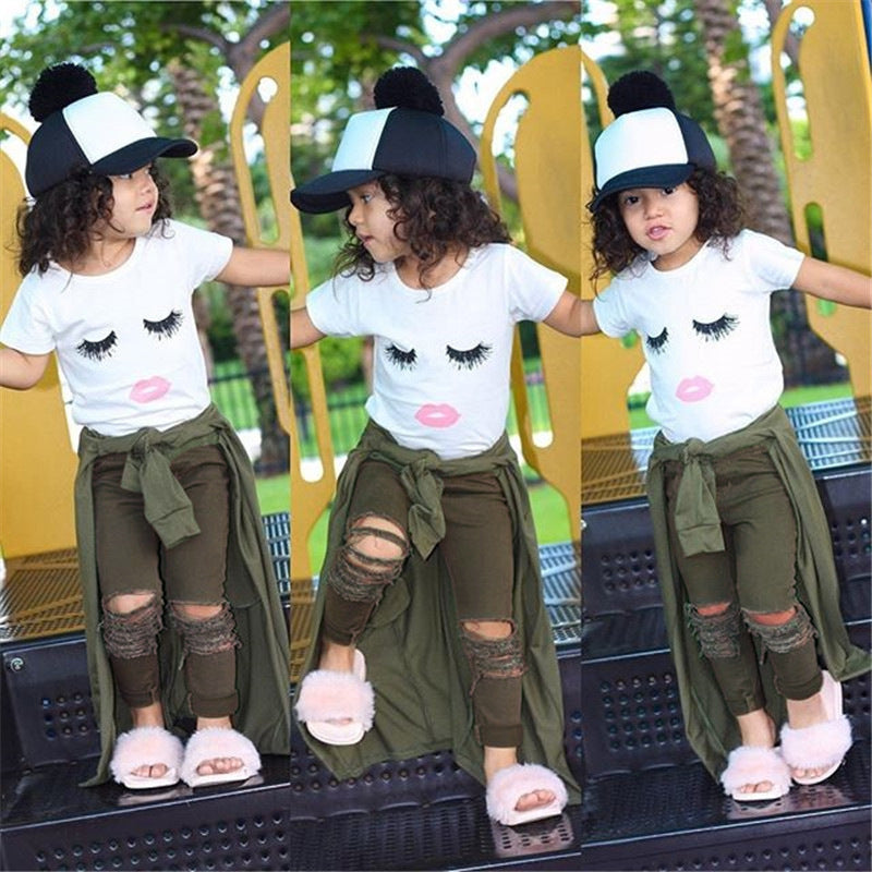 Pudcoco Girl Set 6M-4Y - Kid Baby Girls Eyelash Tops T-shirt Pants Leggings Outfits Set Clothes