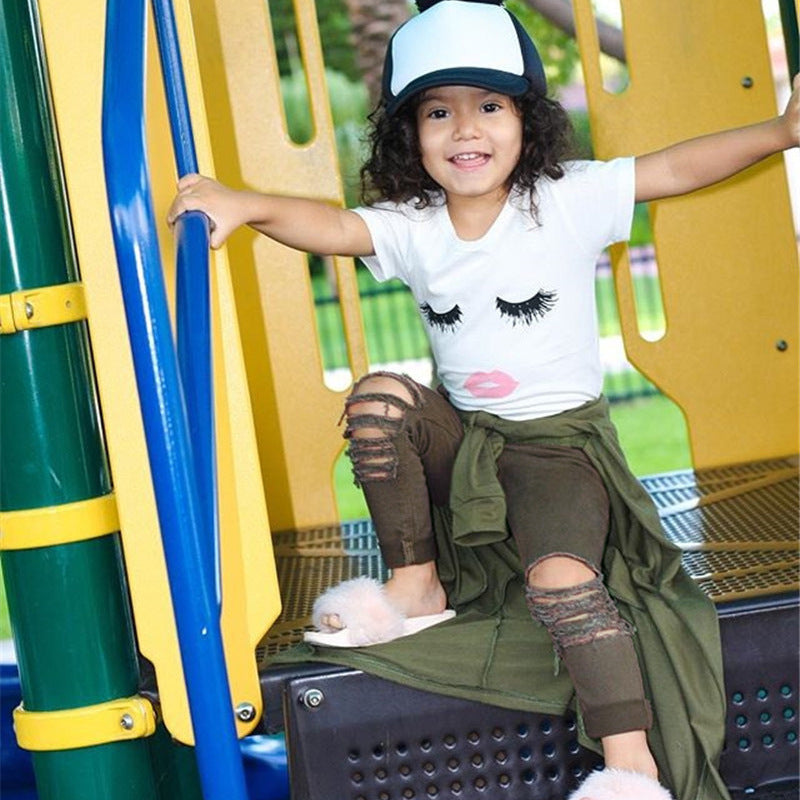Pudcoco Girl Set 6M-4Y - Kid Baby Girls Eyelash Tops T-shirt Pants Leggings Outfits Set Clothes