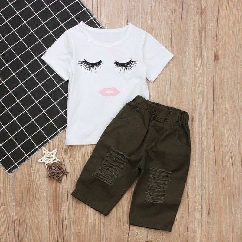 Pudcoco Girl Set 6M-4Y - Kid Baby Girls Eyelash Tops T-shirt Pants Leggings Outfits Set Clothes