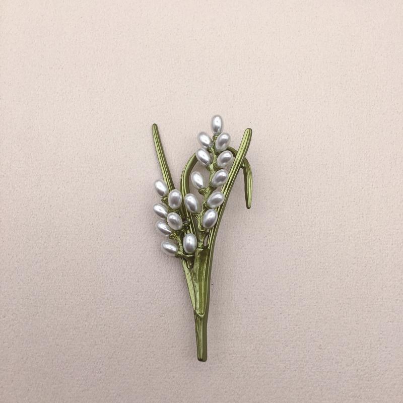 Avokado Grön konst Liten Fresh Pearl Leaf Brosch