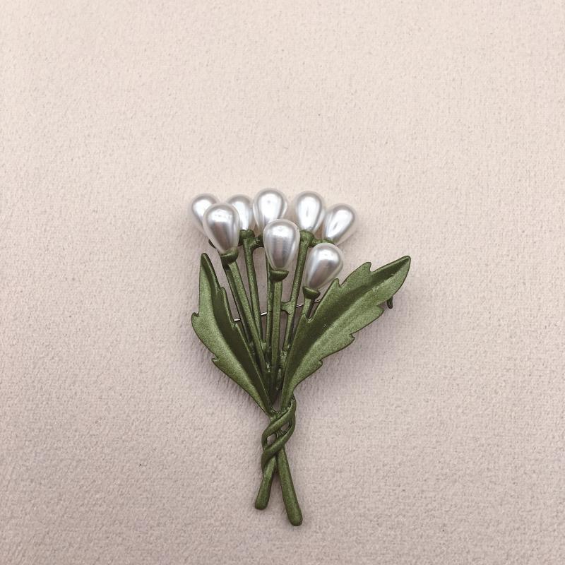 Avokado Grön konst Liten Fresh Pearl Leaf Brosch