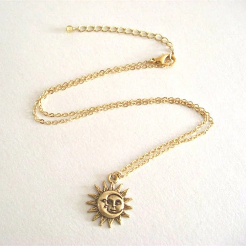 Sun Moon hänge halsband Charm halsband halsband för kvinna Choker smycken gåva