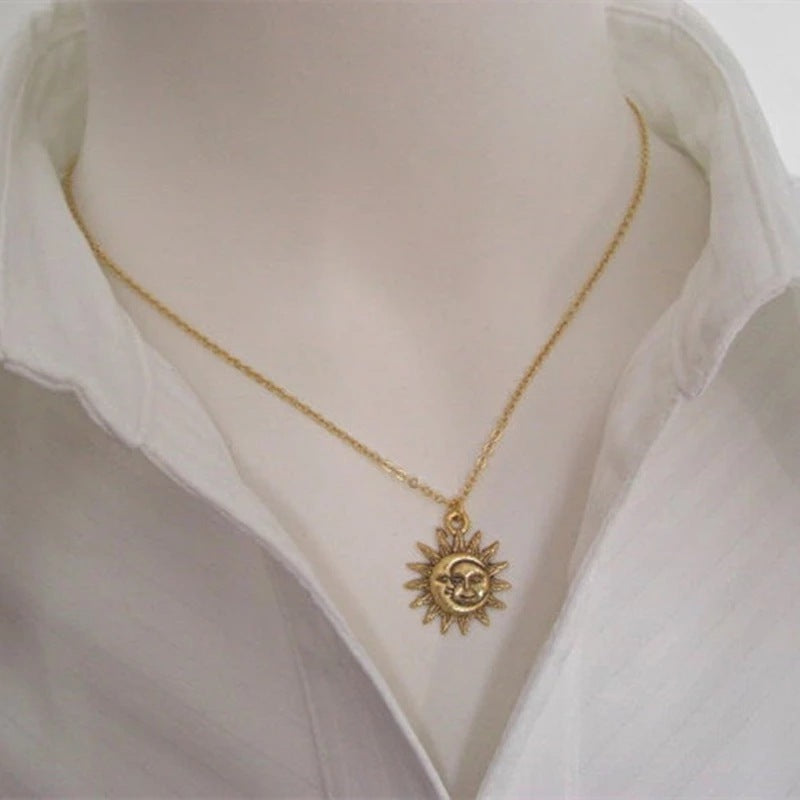 Sun Moon hänge halsband Charm halsband halsband för kvinna Choker smycken gåva