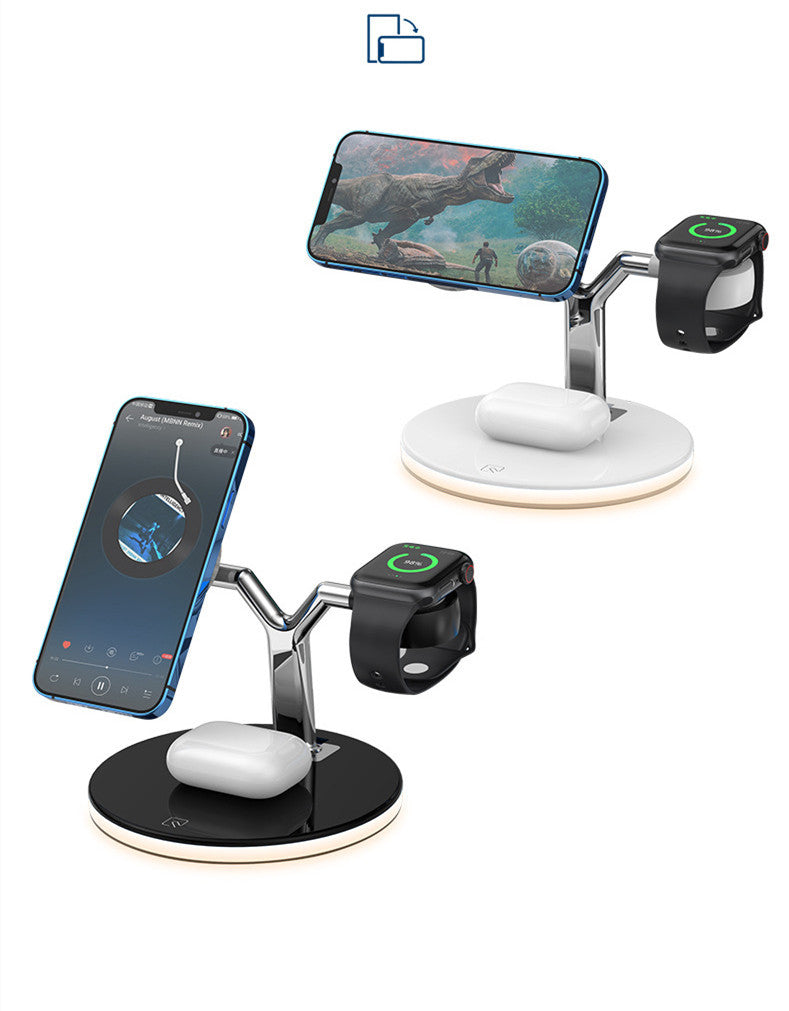 3 i 1 magnetiskt trådlöst laddarställ Klocka 15W snabbladdningsdockningsstation för Earbuds Pro