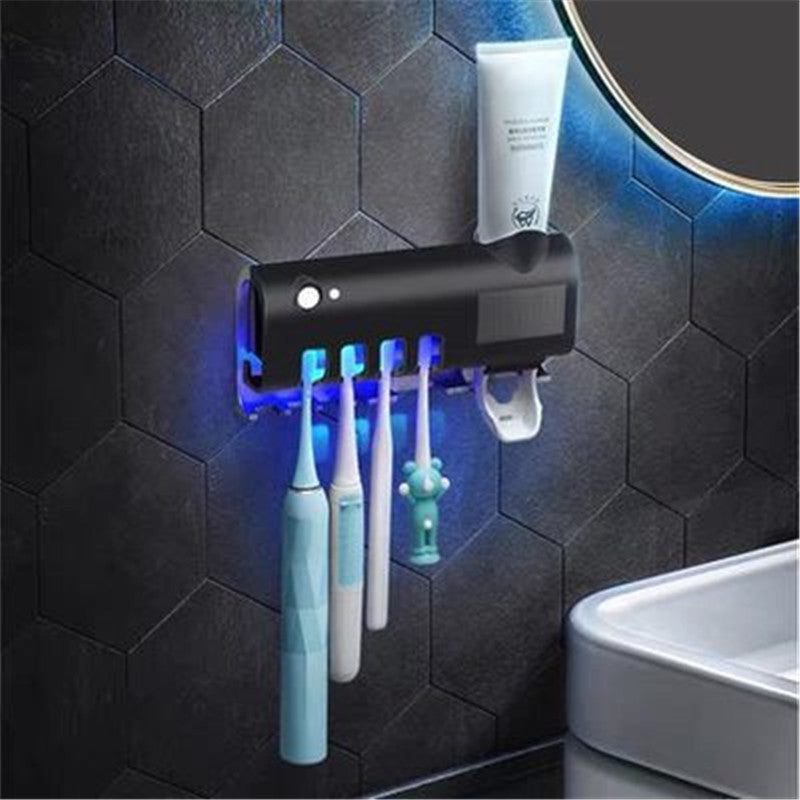 Bathroom Toothbrush Holder with Toothpaste Dispenser Electric Toothbrush Razor Storage USB Charging Multifunctional Storage