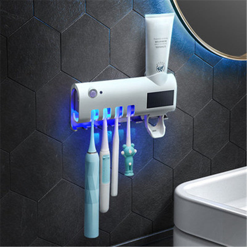 Bathroom Toothbrush Holder with Toothpaste Dispenser Electric Toothbrush Razor Storage USB Charging Multifunctional Storage
