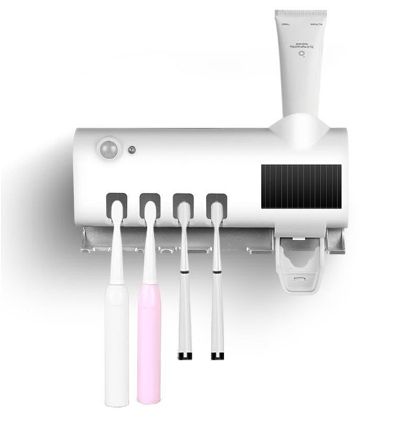 Bathroom Toothbrush Holder with Toothpaste Dispenser Electric Toothbrush Razor Storage USB Charging Multifunctional Storage