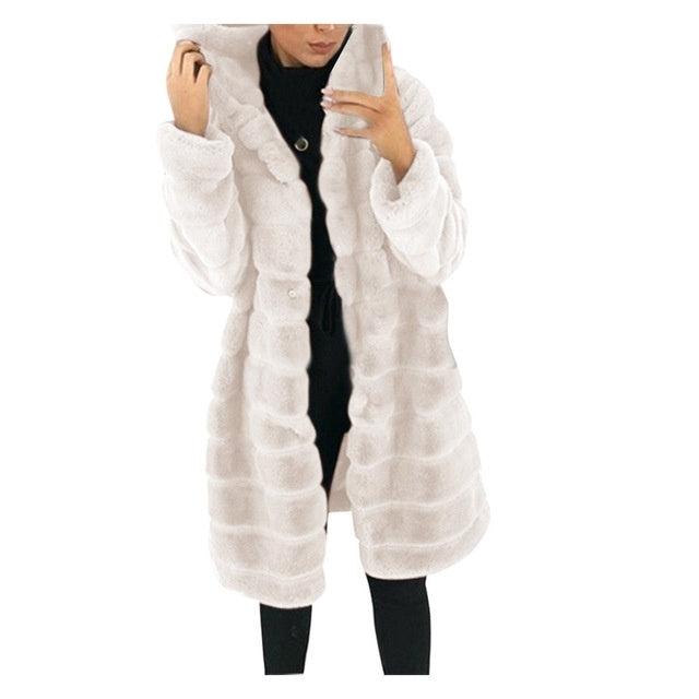 Veste hiver blanc grandes vestes solides pour femmes manteau Long