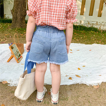 Robe d'été coréenne en Denim pour filles, taille haute, bourgeon floral, pantalons chauds, nouvelle collection