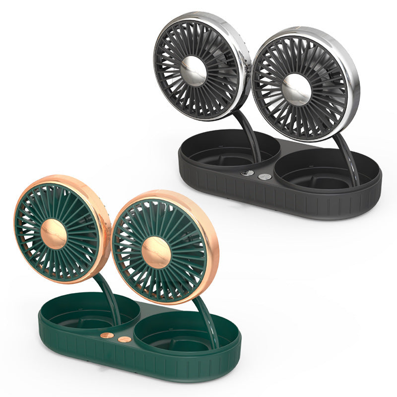Dual Head USB Car Fan - Creative Interior Cooling Fan with Flexible Hose