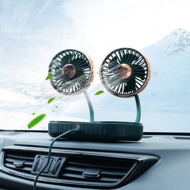 Dual Head USB Car Fan - Creative Interior Cooling Fan with Flexible Hose