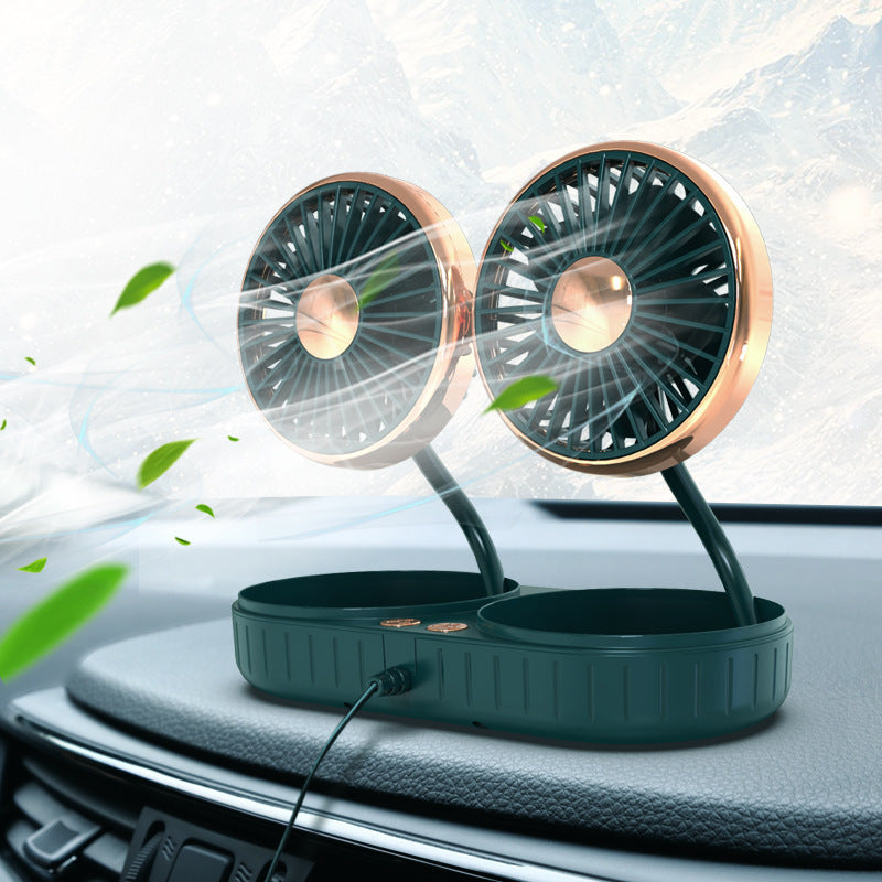 Dual Head USB Car Fan - Creative Interior Cooling Fan with Flexible Hose