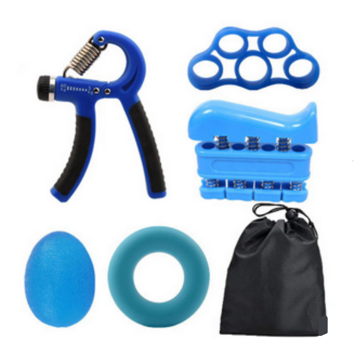 Professional Silicone Grip Ring Set - ABS/Metal Construction (Black/Blue Color Box Sets, 5-Piece)