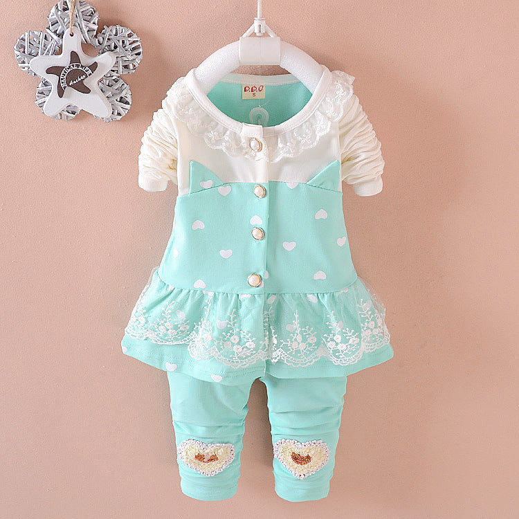 Spring New Girl Suit Fashion Children's Hakama Suit Cartoon Long-sleeved Children's Clothing